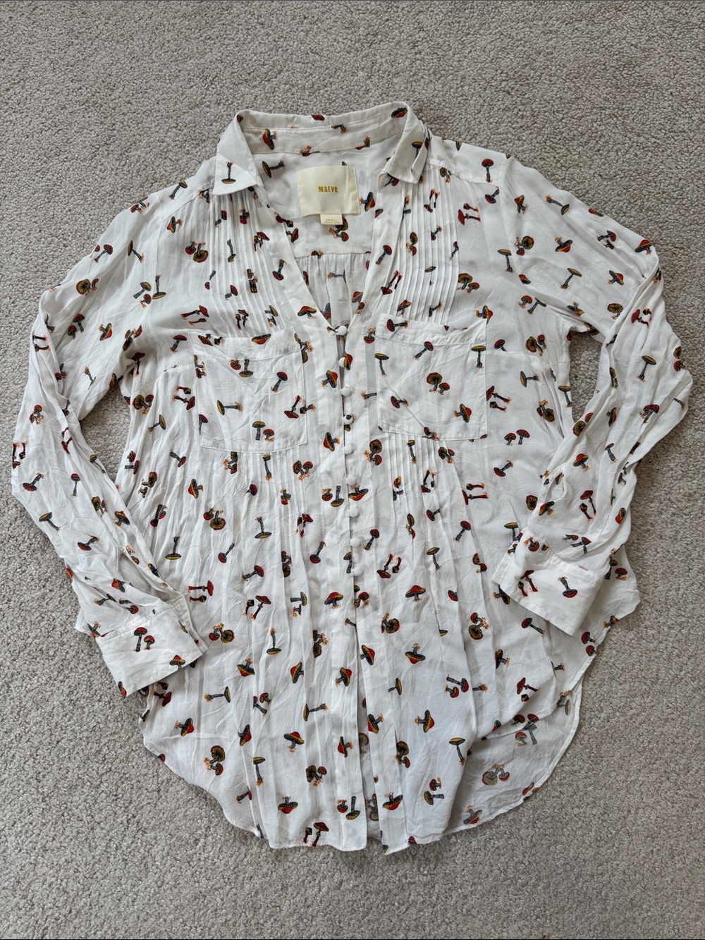 Maeve Anthropologie Matilda Mushroom Blouse Whimsy Girly Cottage core SzS